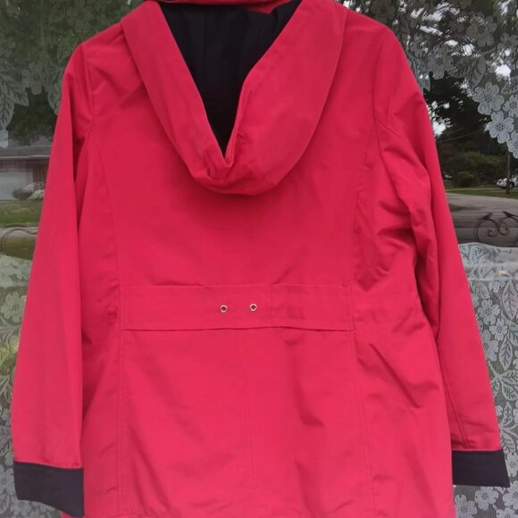 Women's Red & Black George QVC Removable Hood Rain Jacket Lightweight XL 16-18 - Picture 4 of 9